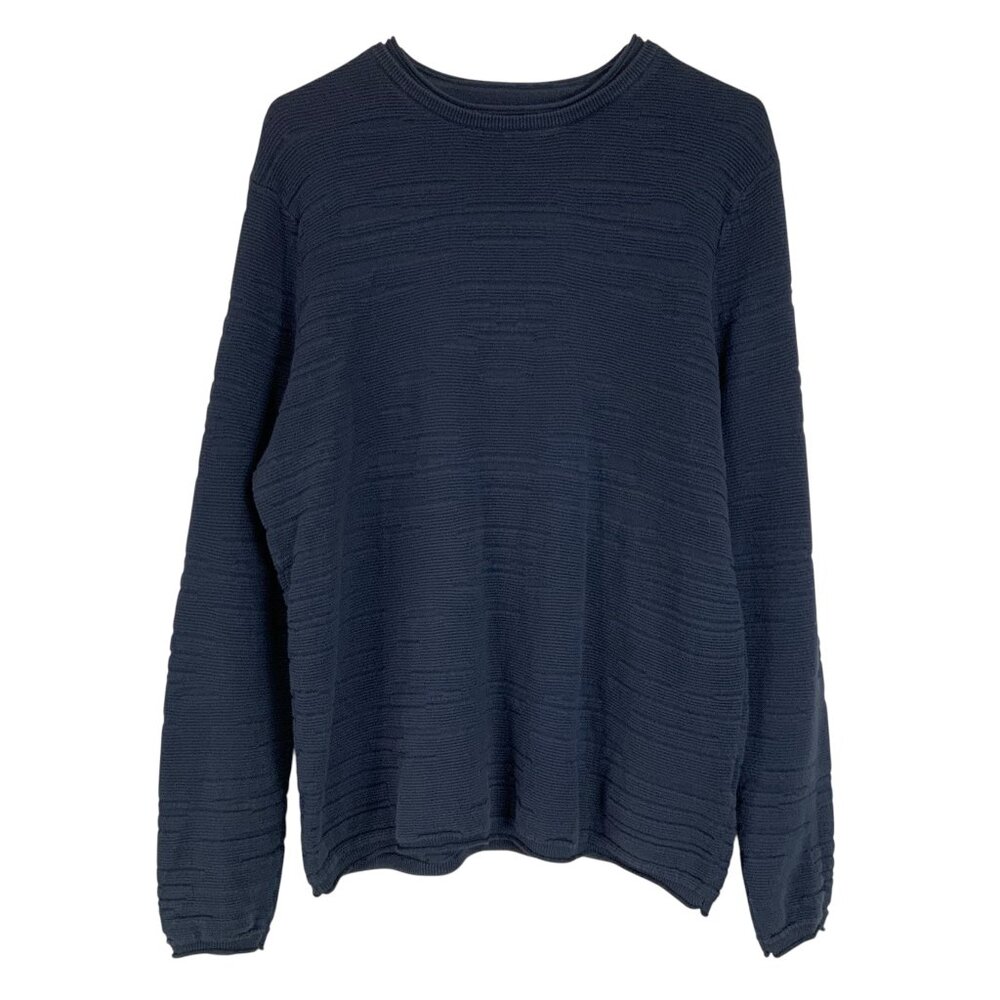 Highline Blue Ribbed Textured Long Sleeve Crewneck Pullover Sweater Size M